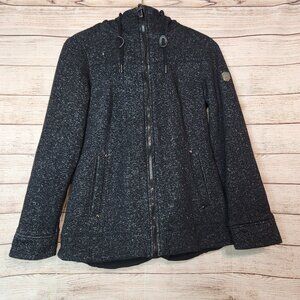 1 Madison Expedition Women's Size Small Black Knit Sherpa Hooded Winter Jacket